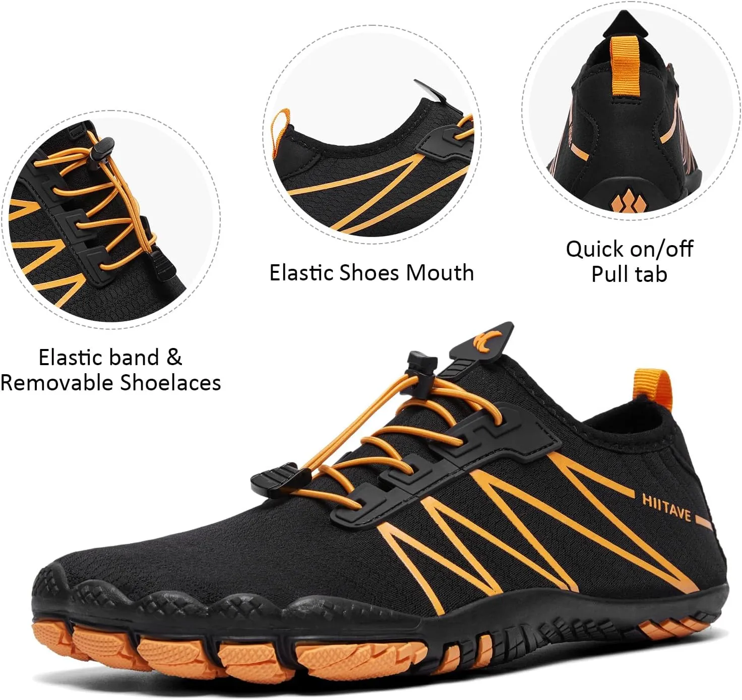 HIITAVE Men Barefoot Water Shoes Beach Aqua Socks Quick Dry for Outdoor Sport Hiking Swiming Surfing