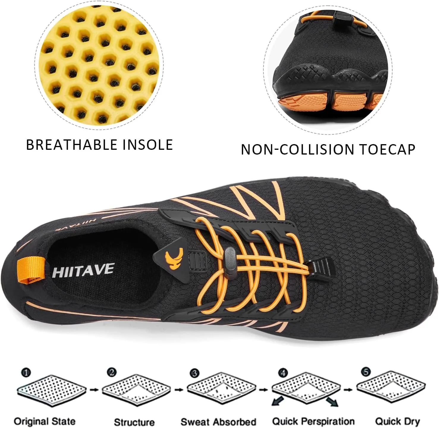 HIITAVE Men Barefoot Water Shoes Beach Aqua Socks Quick Dry for Outdoor Sport Hiking Swiming Surfing