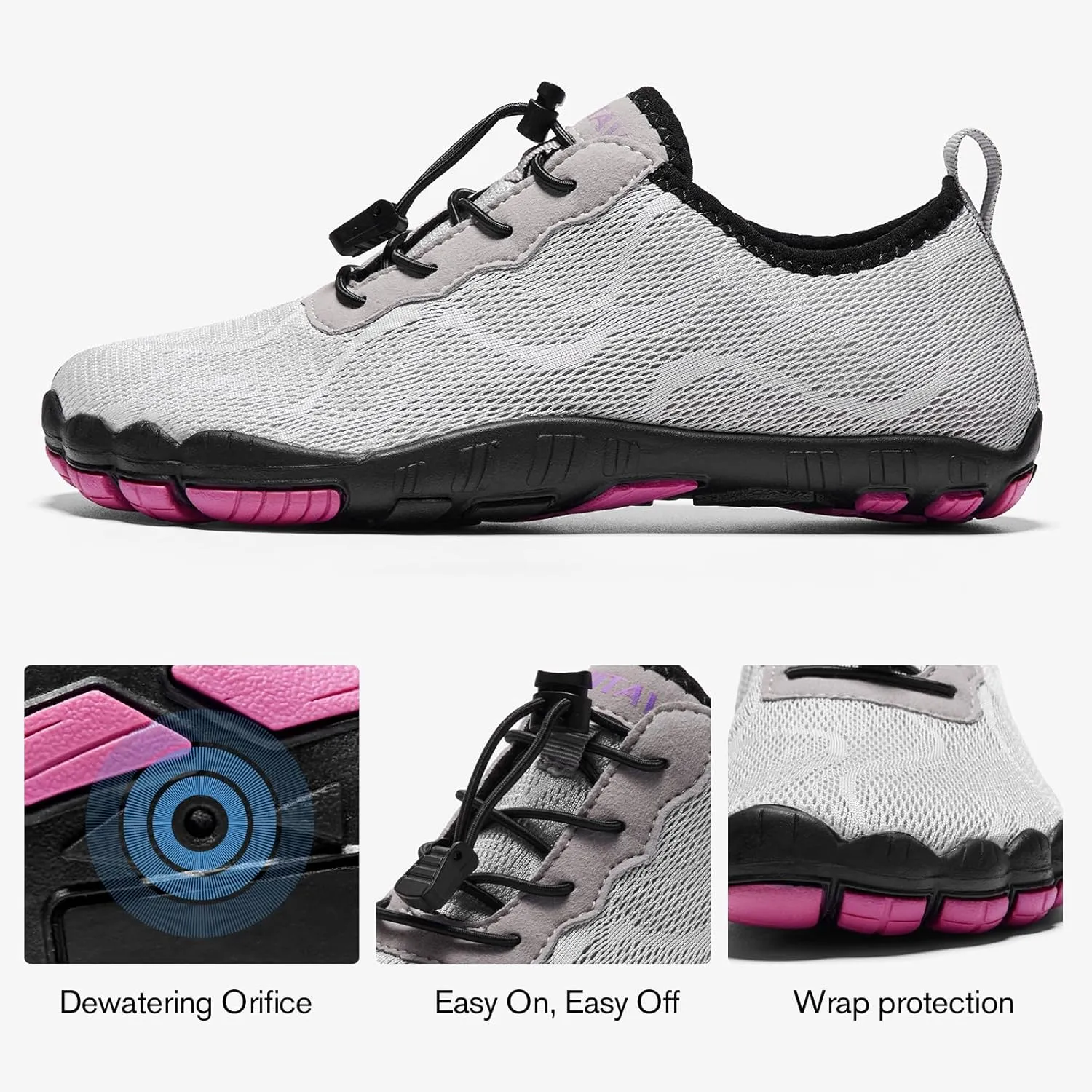 hiitave Womens Water Shoes Quick Dry Barefoot for Swim Diving Surf Aqua Sports Pool Beach Walking Yoga