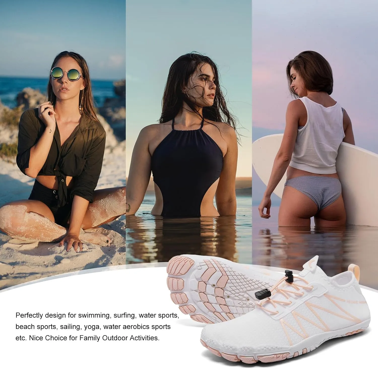 hiitave Womens Water Shoes Quick Dry Barefoot for Swim Diving Surf Aqua Sports Pool Beach Walking Yoga