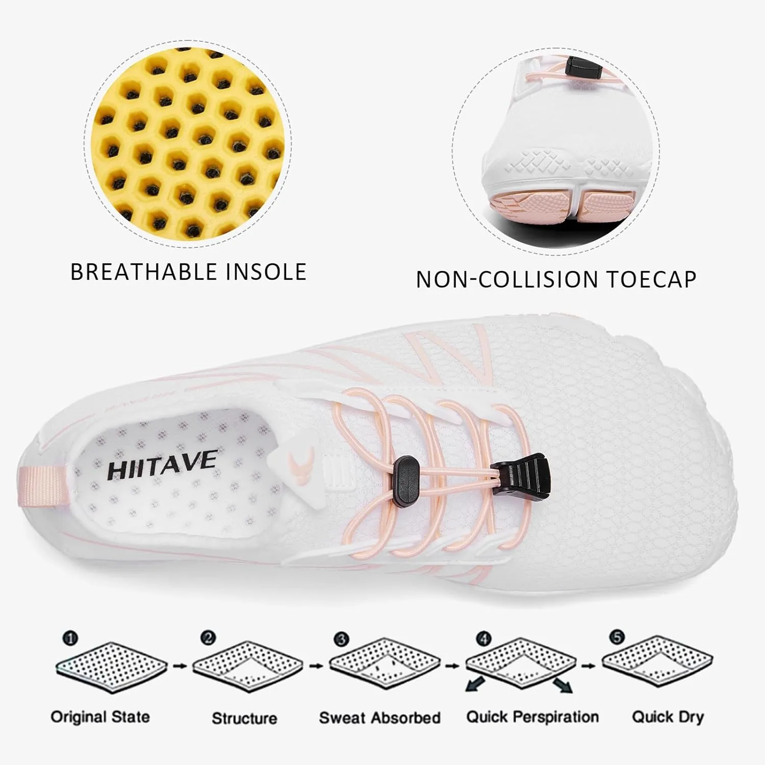 hiitave Womens Water Shoes Quick Dry Barefoot for Swim Diving Surf Aqua Sports Pool Beach Walking Yoga