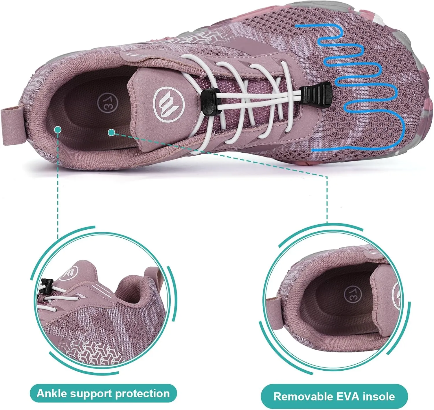 Hike Barefoot Shoes, Pro Barefoot Shoes Women Men Footwear, Athletic Hiking Minimalist Water Shoe Breathable Quick Dry Zero Drop Trail Running Shoe with Non-Slip Sole & Wide Toe Box