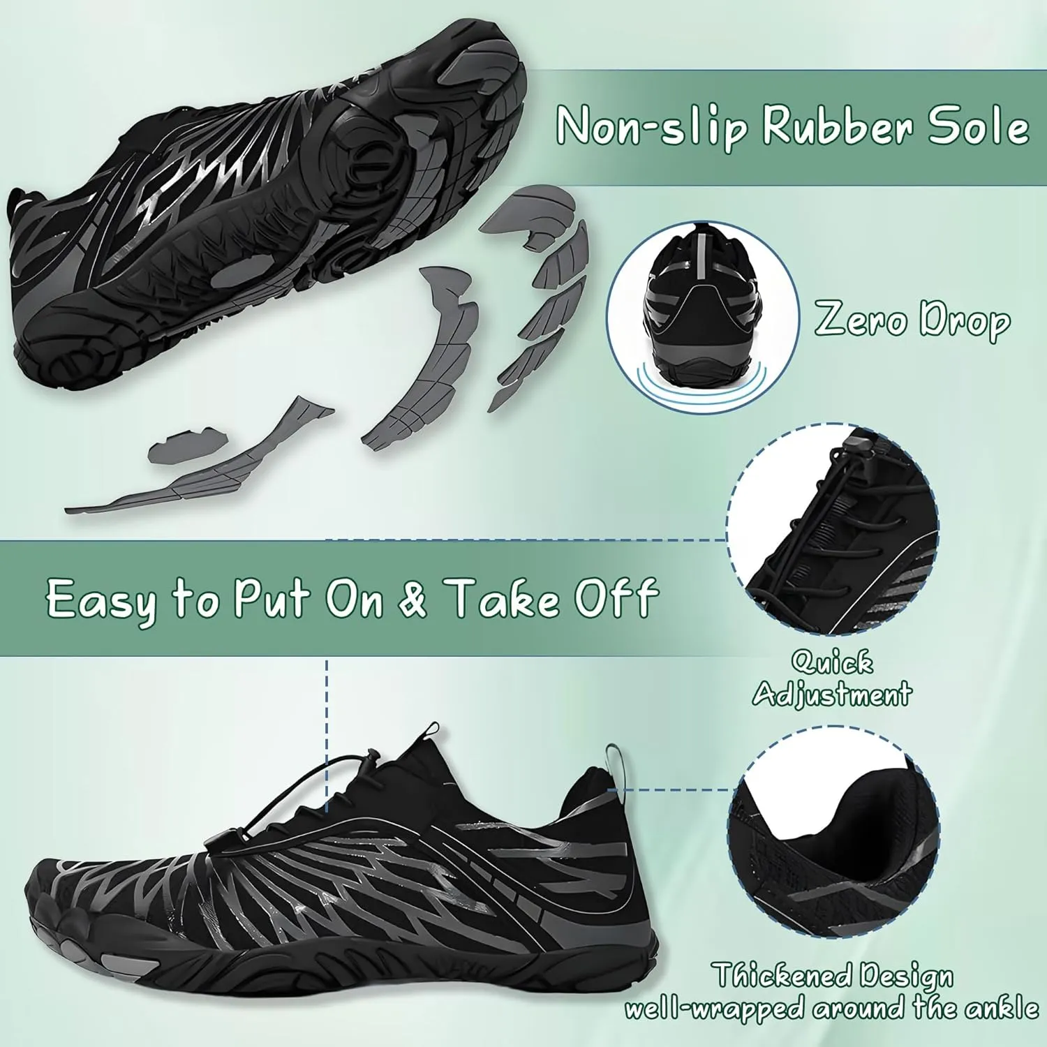Hiking Barefoot Shoes,Wide Toe Water Shoes,Running Boots Sneakers,Athletic Footwear Trainer for Men/Women Unisex