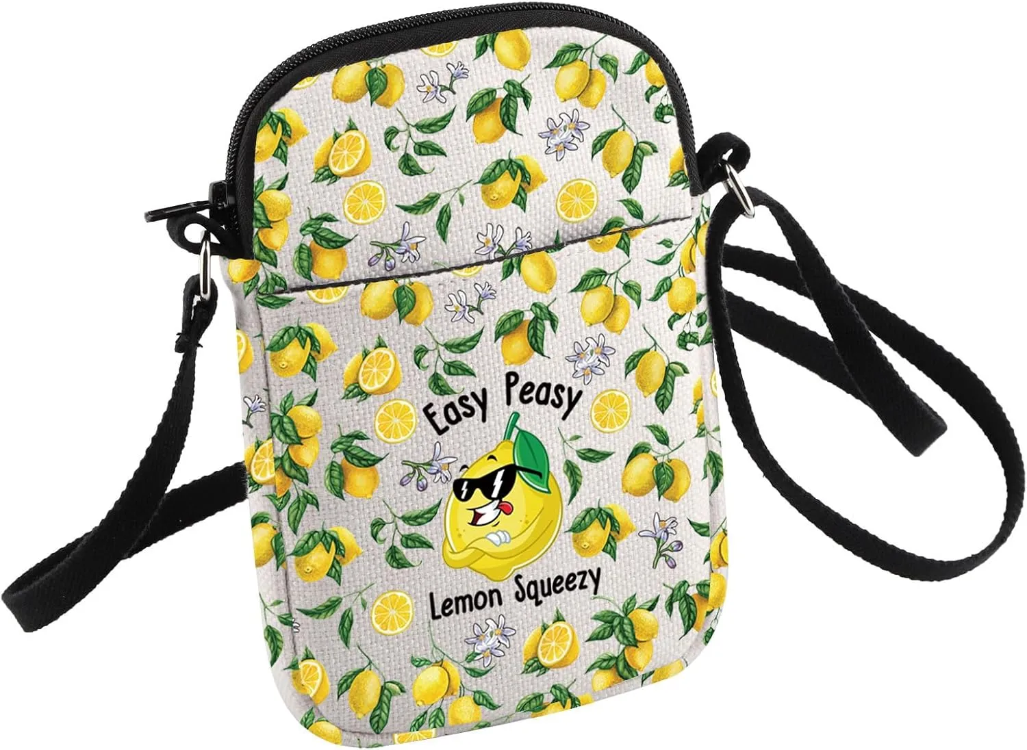 HOLLP Easy Peasy Lemon Squeezy Kitchen Crossbody Bag Hostess Gift Lemon Tea Small Sling Bag For Men Women