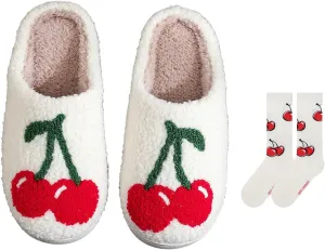 Home Slippers for Women Men Retro Soft Plush Lightweight Pineapple Strawberry Pumpkin Slippers Slip-on Cozy Indoor Outdoor Slippers Anti-Skid Sole 37-38