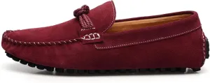 HOOENG Loafer Shoes for Men Suede Vamp Round Toe Breathable Stitching Details Rope Tie Flat Heel Flexible Soft Walking Slip on (Color : Wine Red, Size : 8)