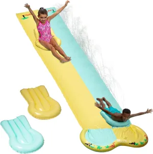 Hoovy Super Slip and Slide | Double Lane Water Slide | 15ft x 53in | Includes 2 Body Boards | Kids Slip n Slide