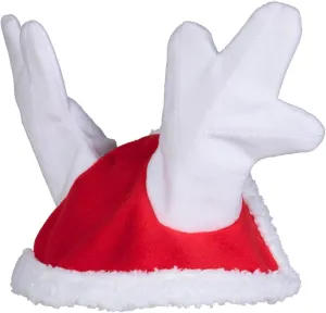 HORZE Christmas Santa Reindeer Antlers Hat | Slip-On Horse Cap with Fleece Trim - Red - Horse
