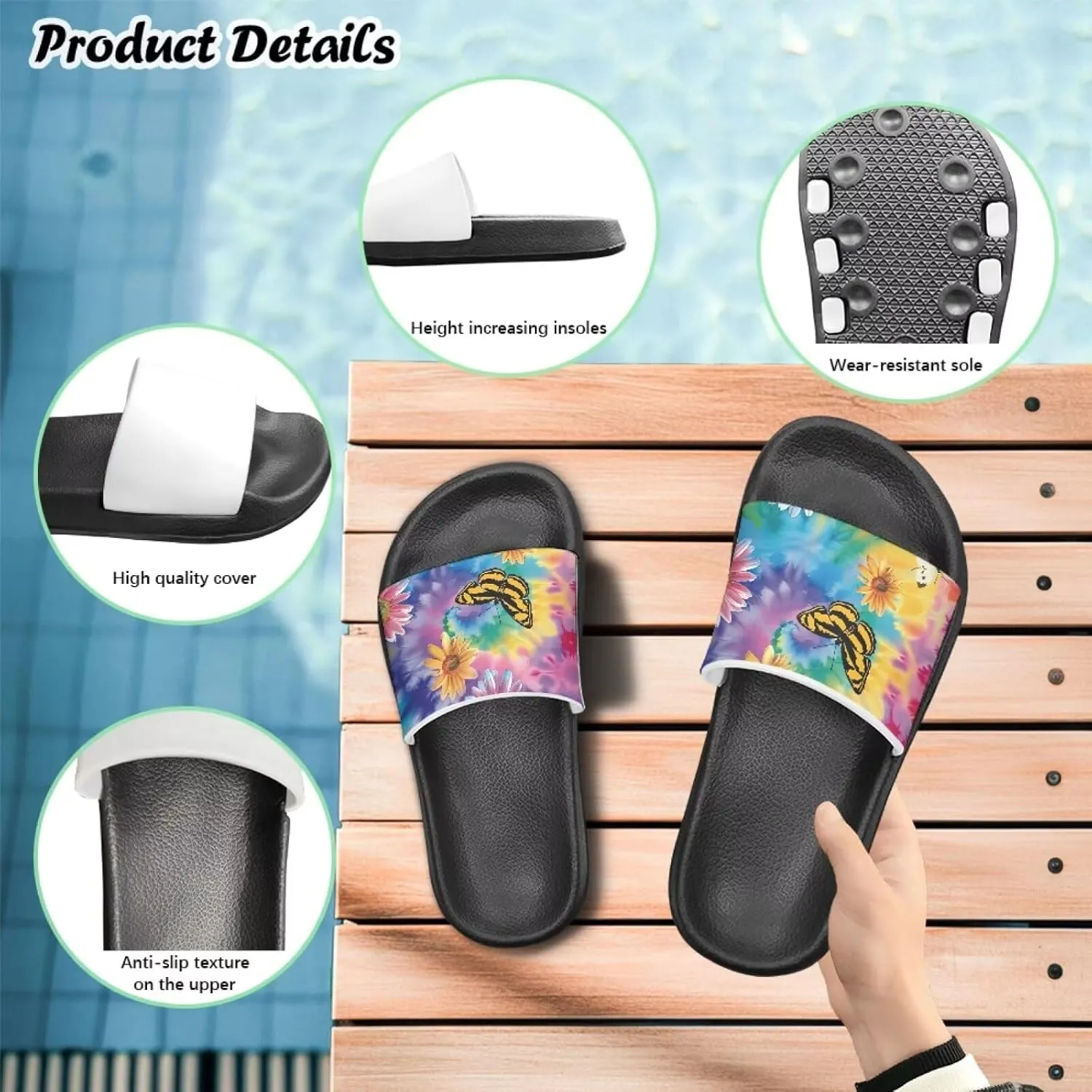Howilath Chicken & Butterfly Slide Sandal for Kids Anti-Skid Beach Slippers Open Toe Quick Drying Sandal for Girls and Boys