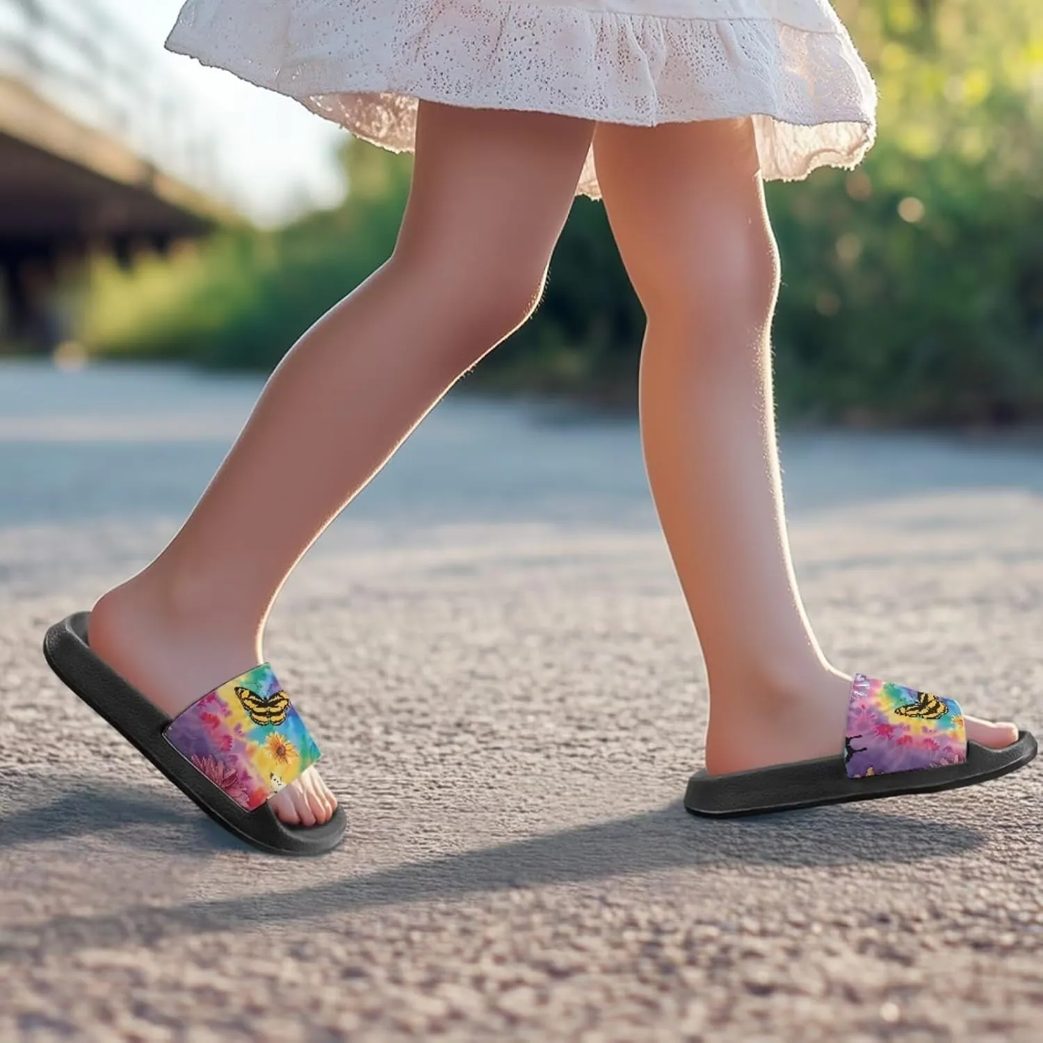 Howilath Chicken & Butterfly Slide Sandal for Kids Anti-Skid Beach Slippers Open Toe Quick Drying Sandal for Girls and Boys