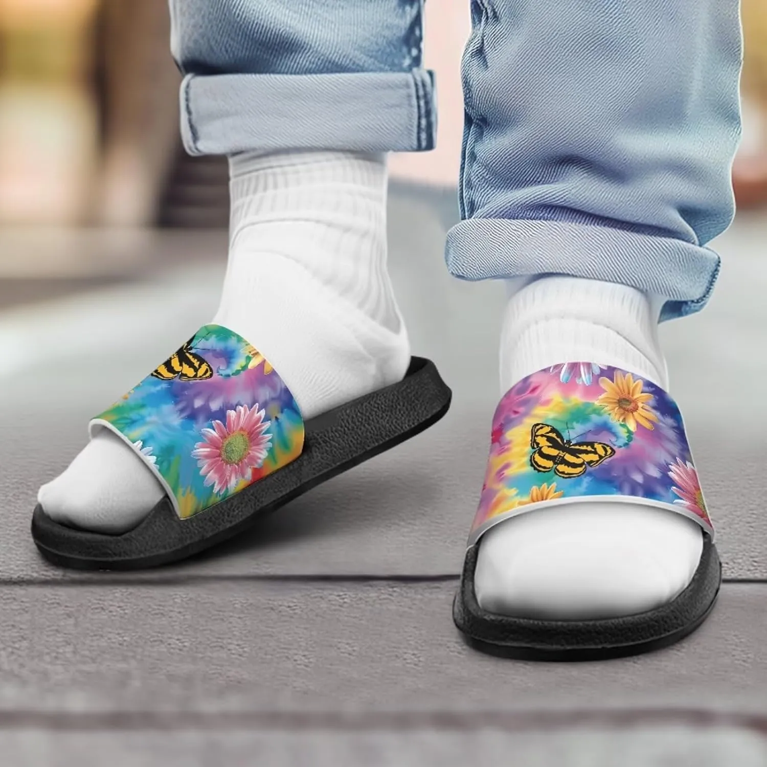 Howilath Chicken & Butterfly Slide Sandal for Kids Anti-Skid Beach Slippers Open Toe Quick Drying Sandal for Girls and Boys