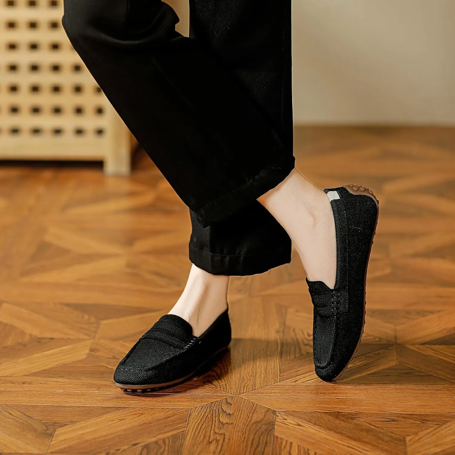 HROYL Women Loafer Knit Flats Lightweight Dressy Shoes Work Hiking Dance Flats Model WGDLJHC-1151