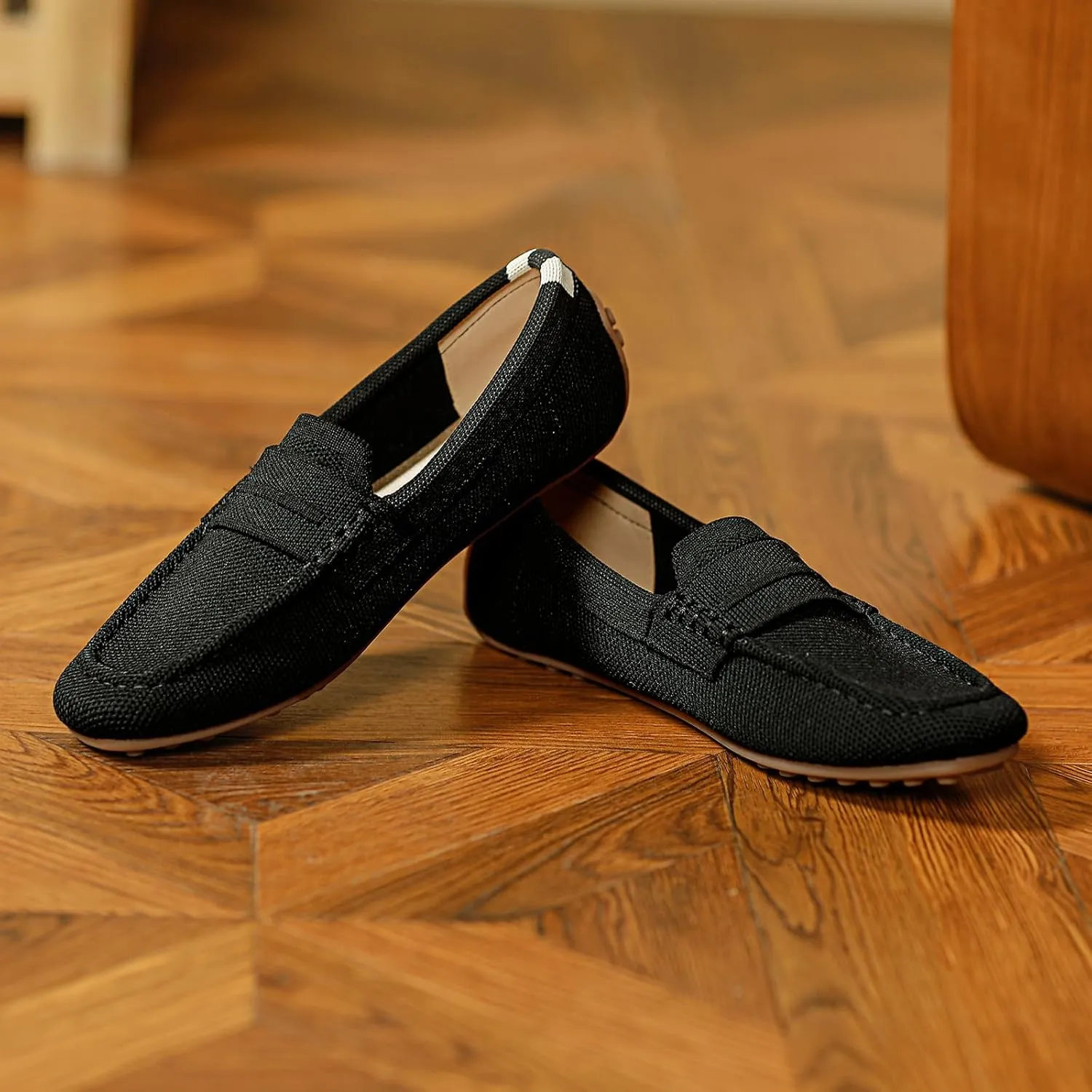 HROYL Women Loafer Knit Flats Lightweight Dressy Shoes Work Hiking Dance Flats Model WGDLJHC-1151