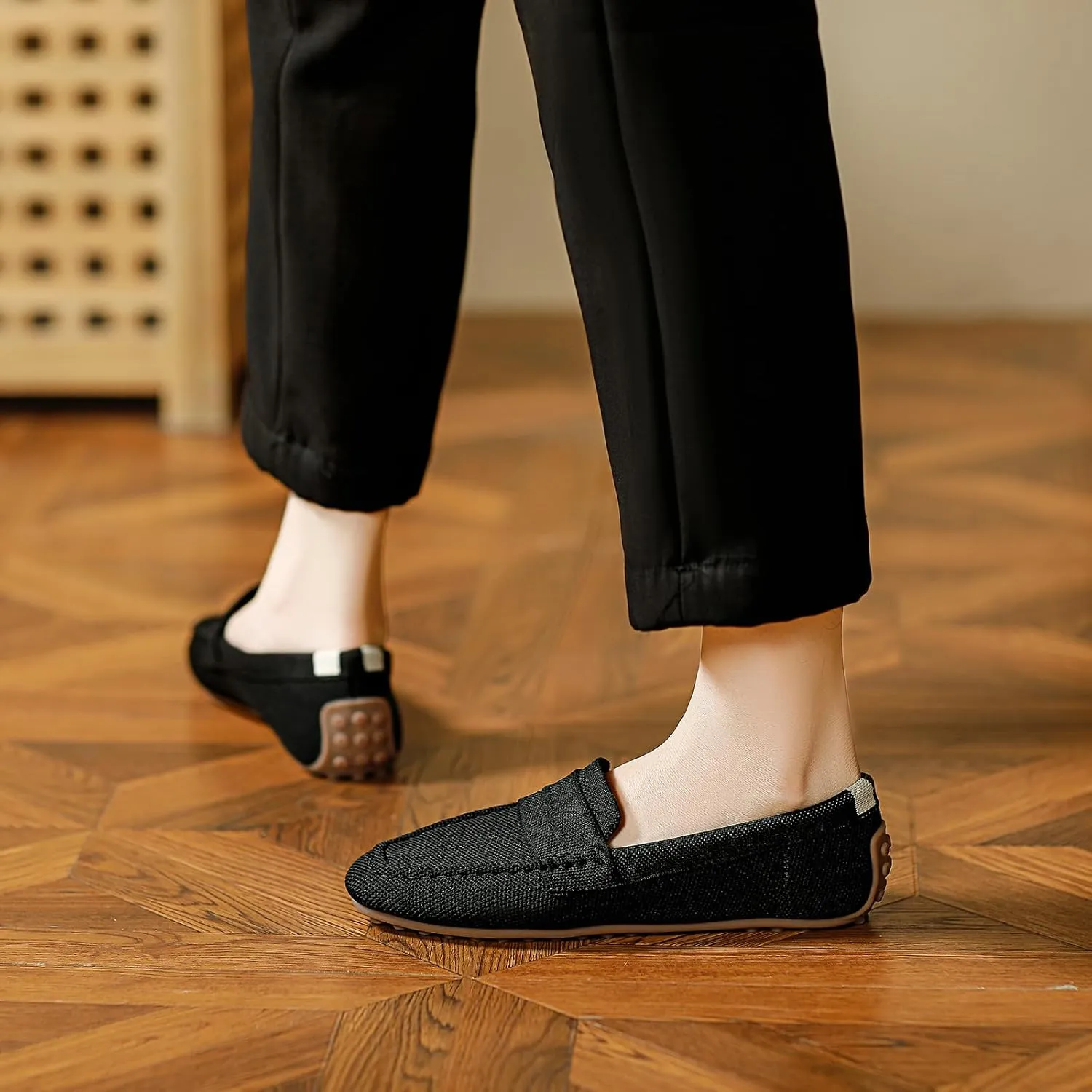 HROYL Women Loafer Knit Flats Lightweight Dressy Shoes Work Hiking Dance Flats Model WGDLJHC-1151