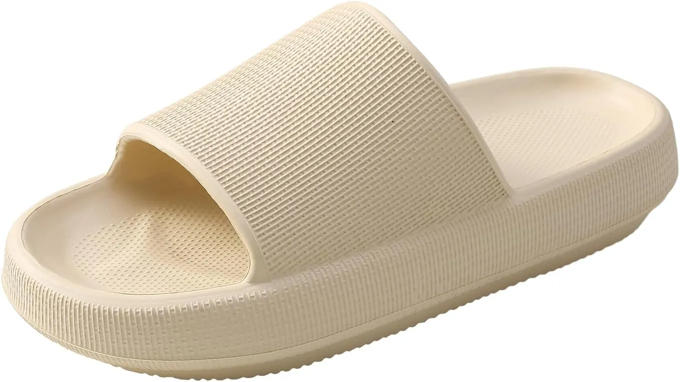 HUXMEYSON Cloud Slippers for Women and Men, Pillow Slippers Super Soft, Thick Sole Slides for Women with Anti-Skid Sole