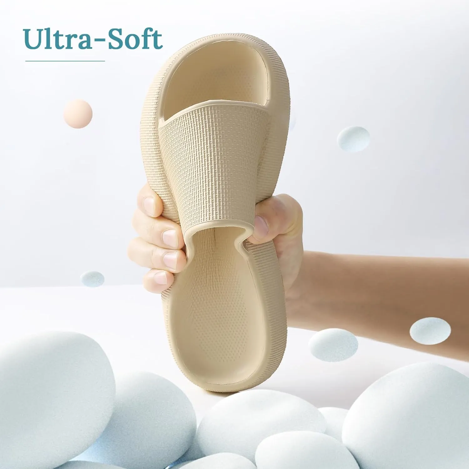 HUXMEYSON Cloud Slippers for Women and Men, Pillow Slippers Super Soft, Thick Sole Slides for Women with Anti-Skid Sole