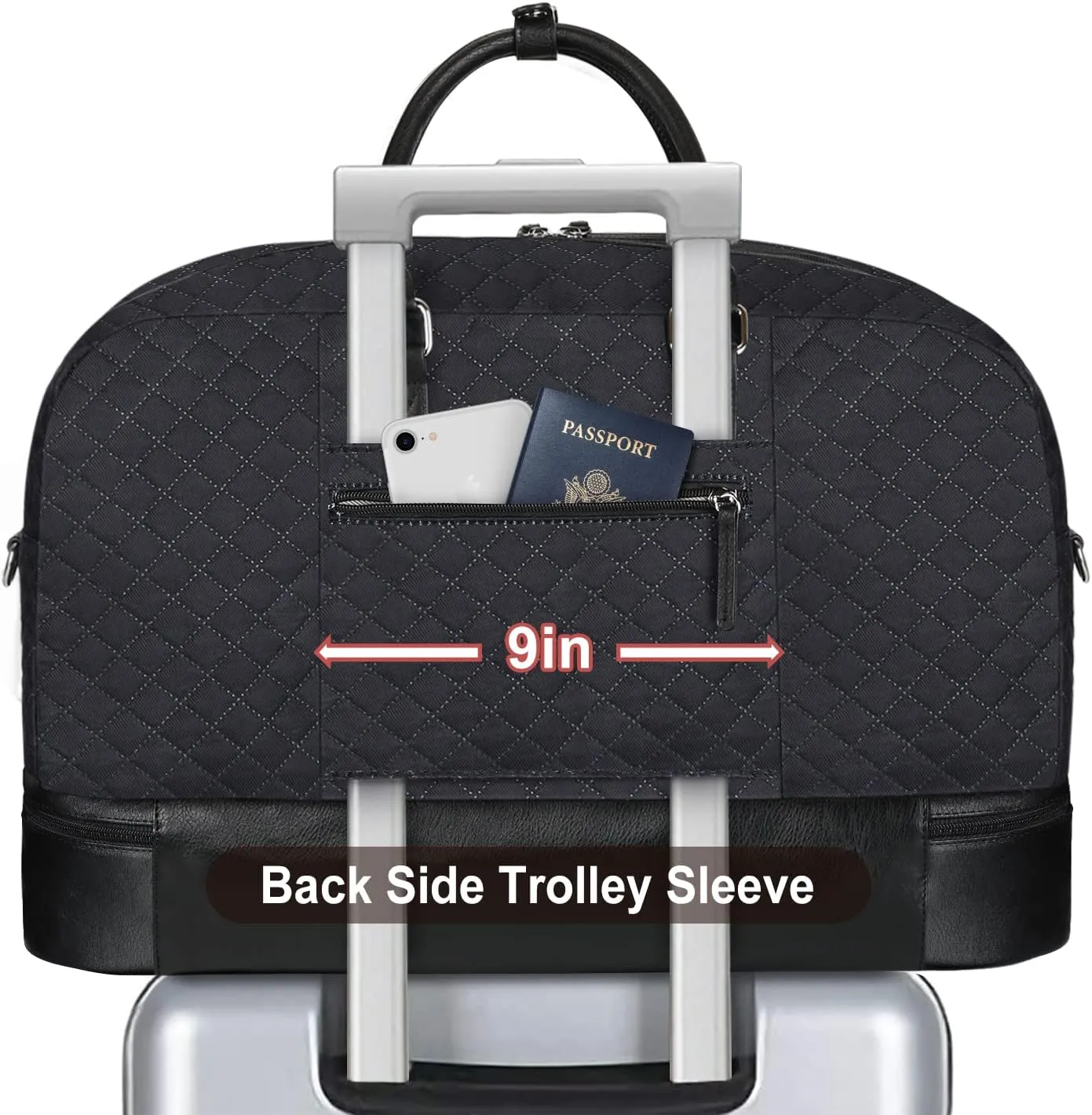 IBFUN Weekender Bags for Women, Large Overnight Bag Canvas Travel Duffel Bag Carry On Tote with Shoe Compartment 21" 3Pcs Set