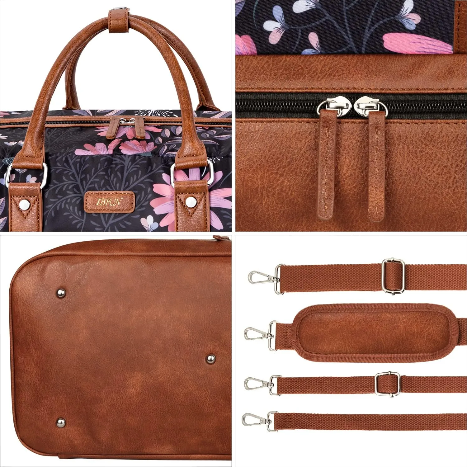 IBFUN Weekender Bags for Women, Large Overnight Bag Canvas Travel Duffel Bag Carry On Tote with Shoe Compartment 21" 3Pcs Set