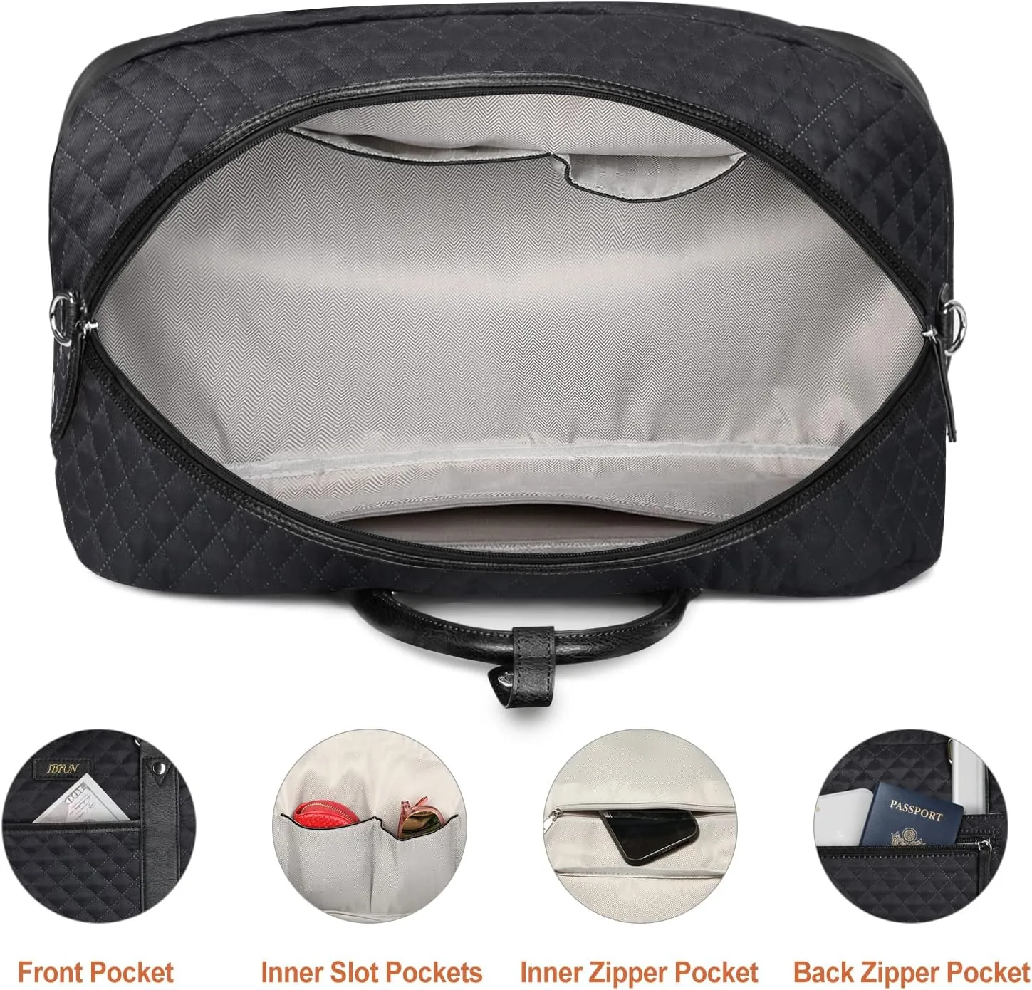 IBFUN Weekender Bags for Women, Large Overnight Bag Canvas Travel Duffel Bag Carry On Tote with Shoe Compartment 21" 3Pcs Set