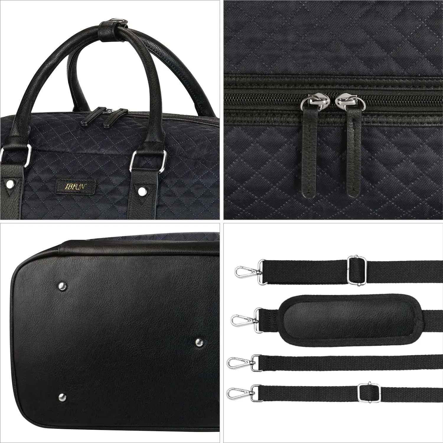 IBFUN Weekender Bags for Women, Large Overnight Bag Canvas Travel Duffel Bag Carry On Tote with Shoe Compartment 21" 3Pcs Set