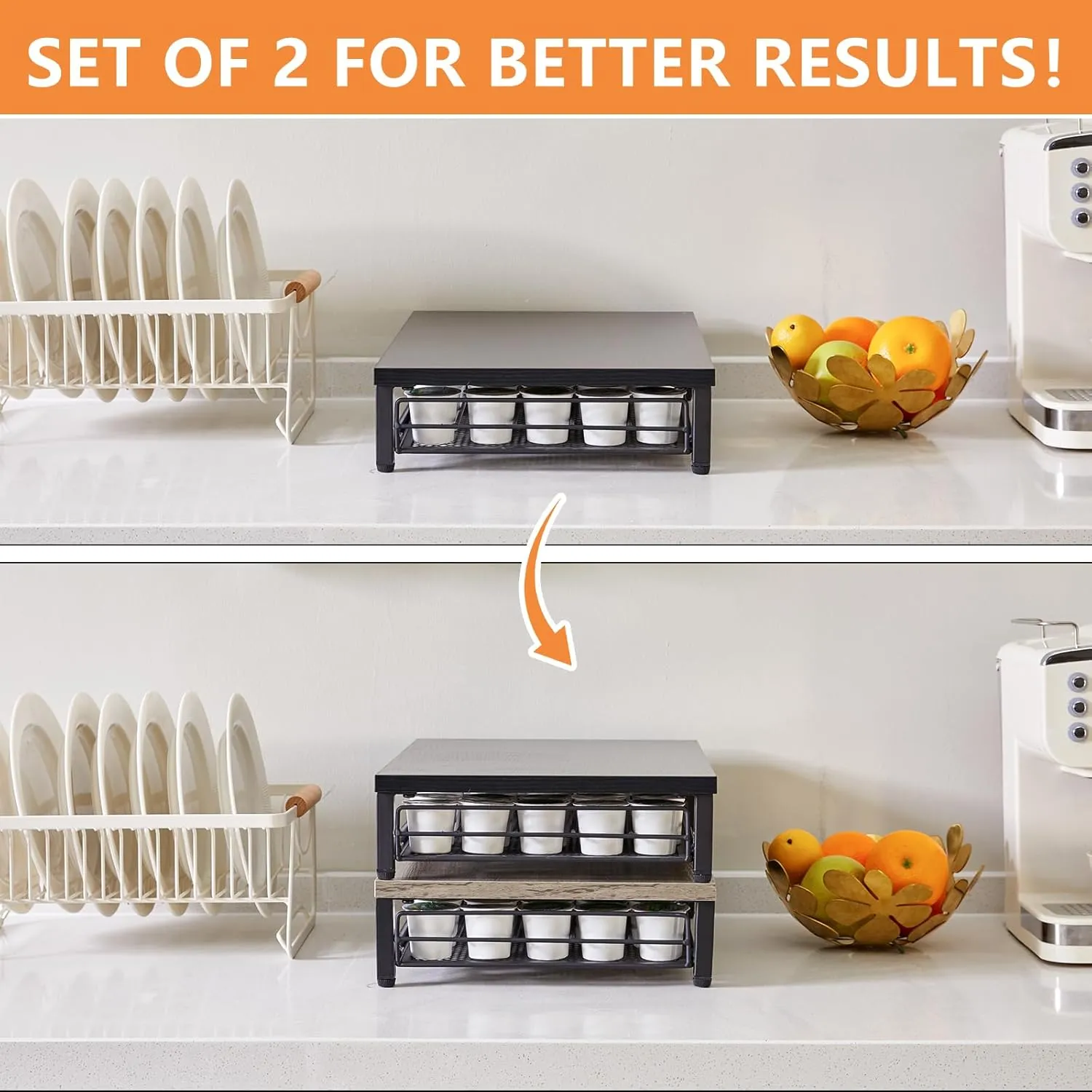 IBUYKE Coffee Pod Drawer Holder for K Cup, 35 Capacity Capsule Pods Storage Organizer,Under Coffee Pot Storage Drawer, Home Kitchen Coffee Pod Holder Counter Coffee Station UTCJ001B