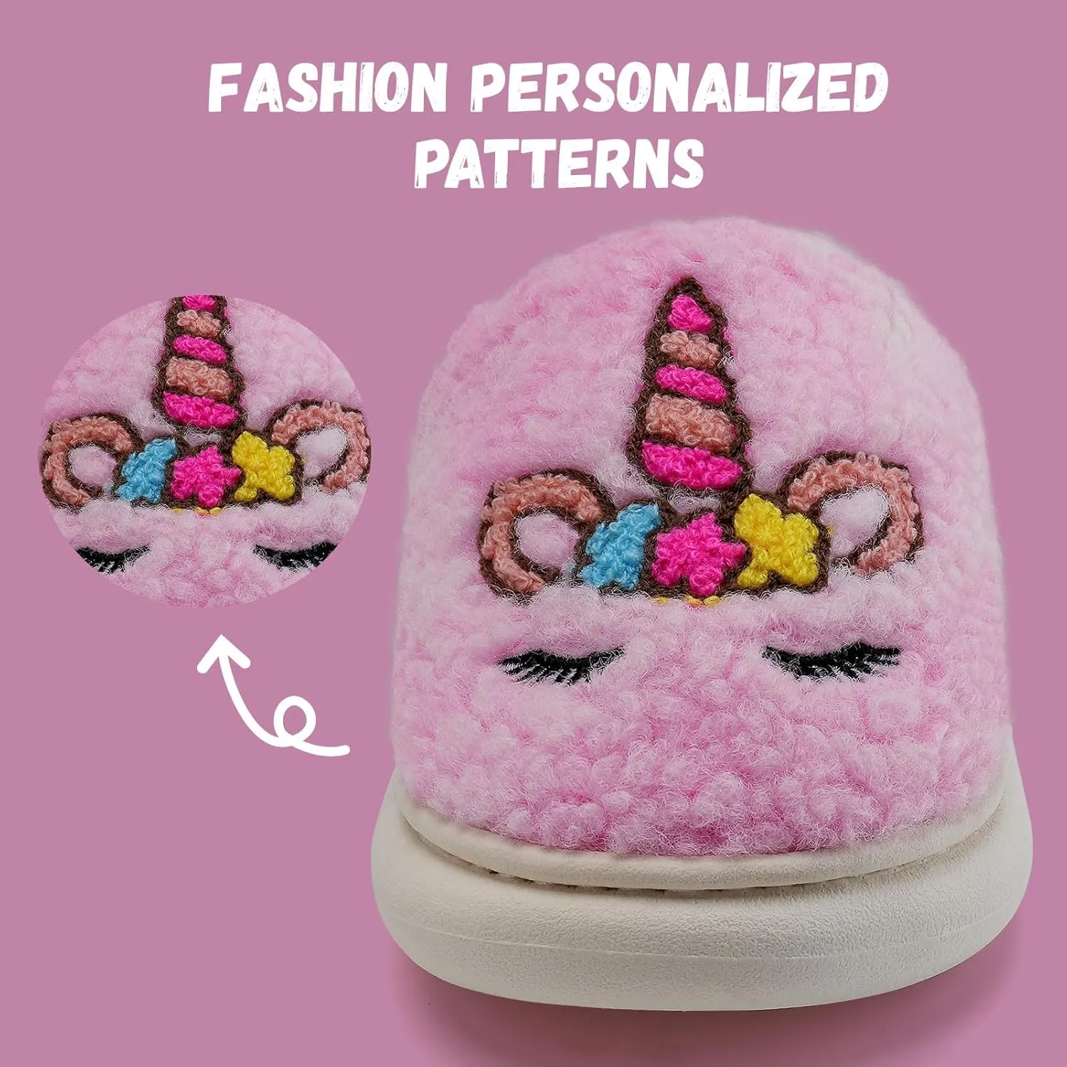 IceUnicorn Kids Slippers Boys Girls Warm Soft Plush Memory Foam House Slippers Big Little Kids Non-Slip Winter Home Shoes for Indoor Outdoor
