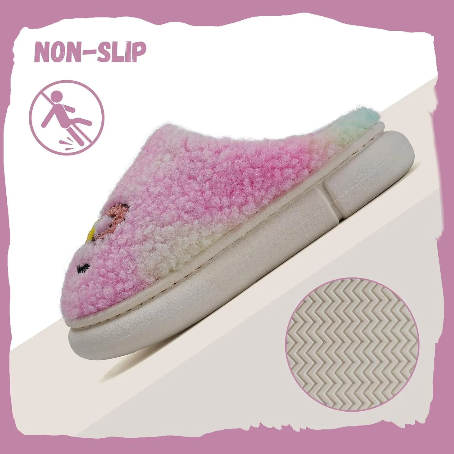 IceUnicorn Kids Slippers Boys Girls Warm Soft Plush Memory Foam House Slippers Big Little Kids Non-Slip Winter Home Shoes for Indoor Outdoor