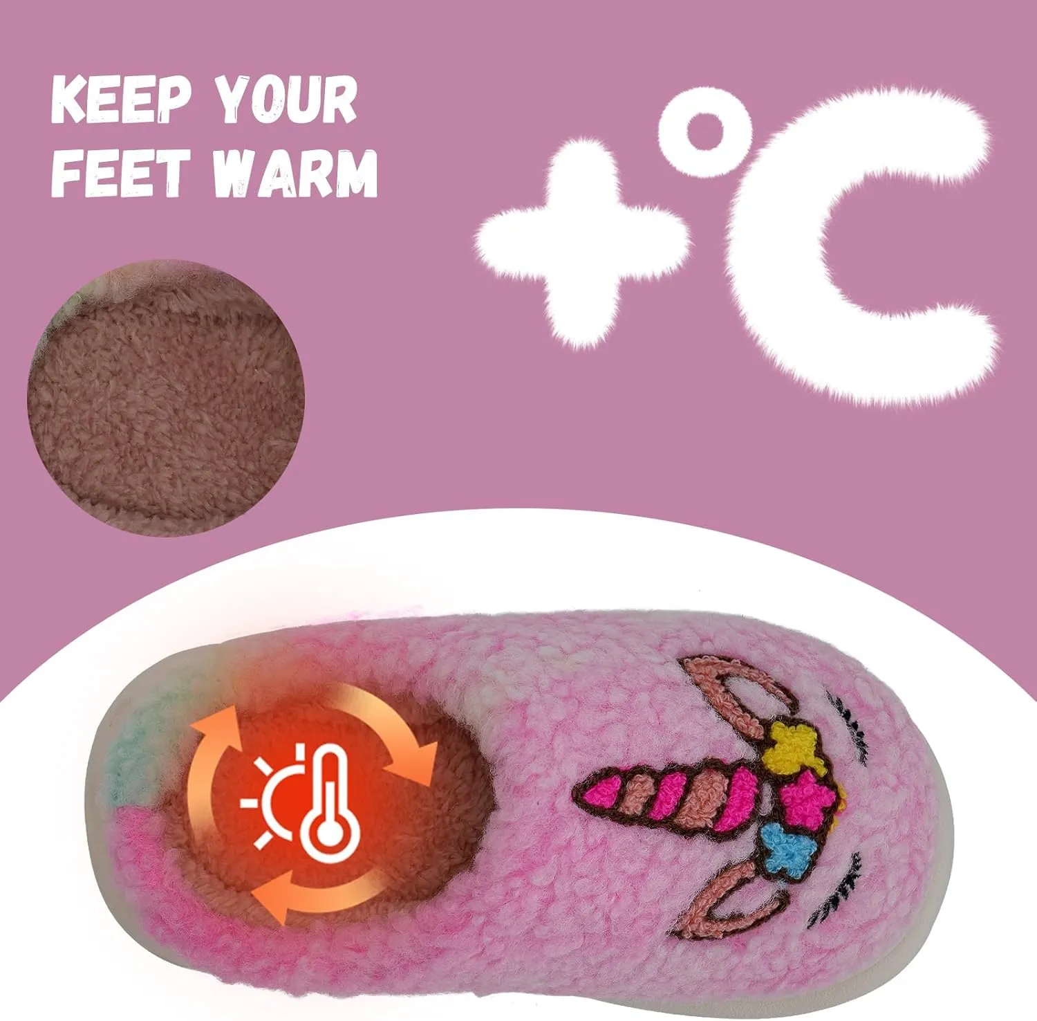 IceUnicorn Kids Slippers Boys Girls Warm Soft Plush Memory Foam House Slippers Big Little Kids Non-Slip Winter Home Shoes for Indoor Outdoor