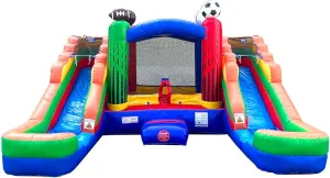 Inflatable Bounce House and Double Slide Combo Unit (Without Blower) - 16.5 x 15 x 11 Foot- Crossover Sports Combo Bouncer, Kids Outdoor Toys, Jumpers for Kids