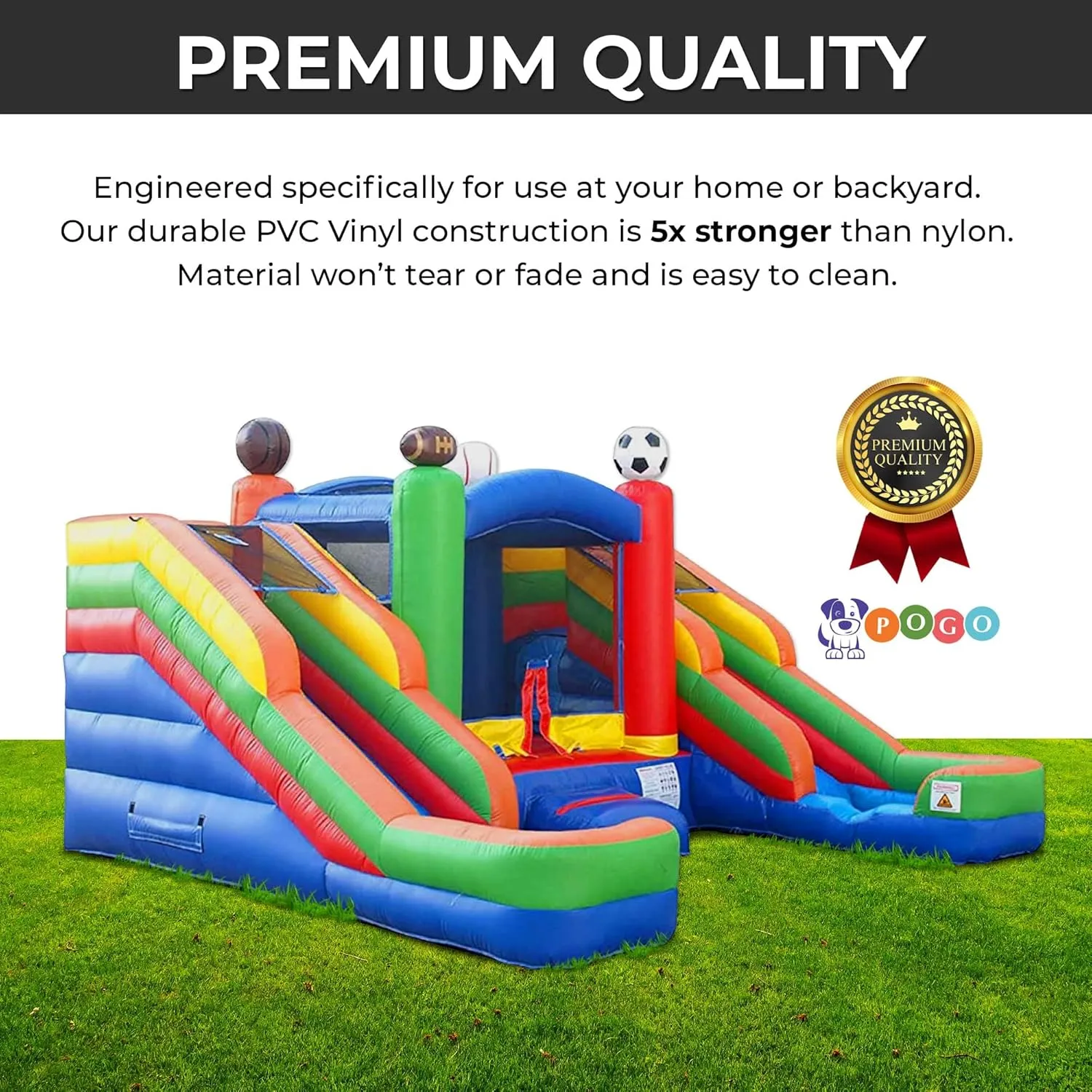 Inflatable Bounce House and Double Slide Combo Unit (Without Blower) - 16.5 x 15 x 11 Foot- Crossover Sports Combo Bouncer, Kids Outdoor Toys, Jumpers for Kids