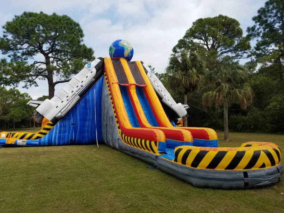 Inflatable Space Rocket Water Slide Fun