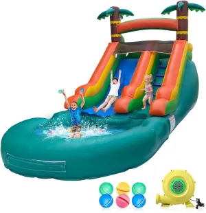 Inflatable Tall Water Slide with Pool-with Air Blower, for Kids and Adults, Commercial Grade 100% PVC Vinyl, Outdoor Backyard Summer Refreshing (Jungle Water Slide, Commercial PVC)