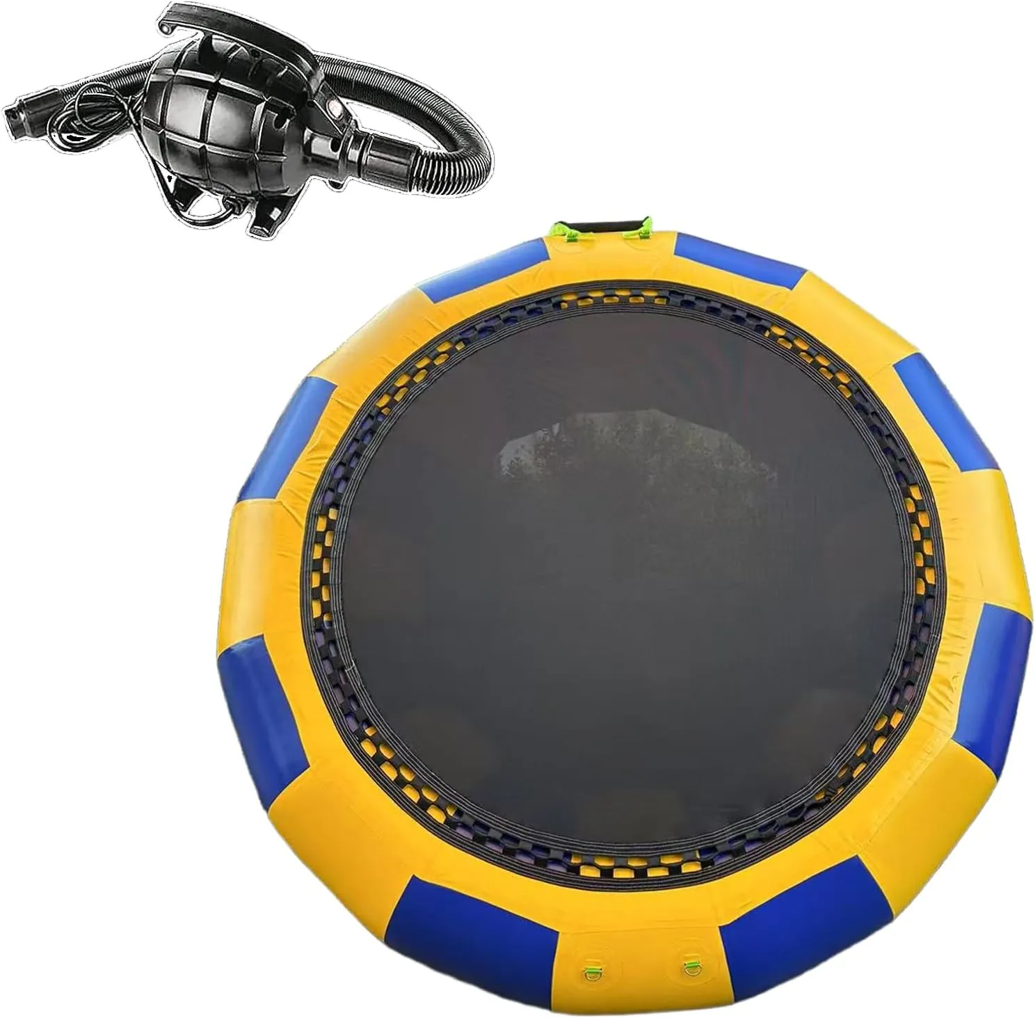 Inflatable Water Lake Trampoline, Inflatable Bounce Swim Platform with Slide Tube and Diving Pillow Bag, Water Floating Toys for Adult Water Park,16ft