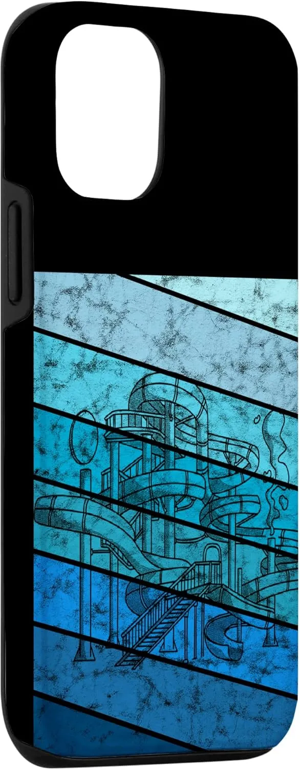 iPhone 12/12 Pro Water Slide Amusement Waterslides Aqua Park Vintage Retro Case