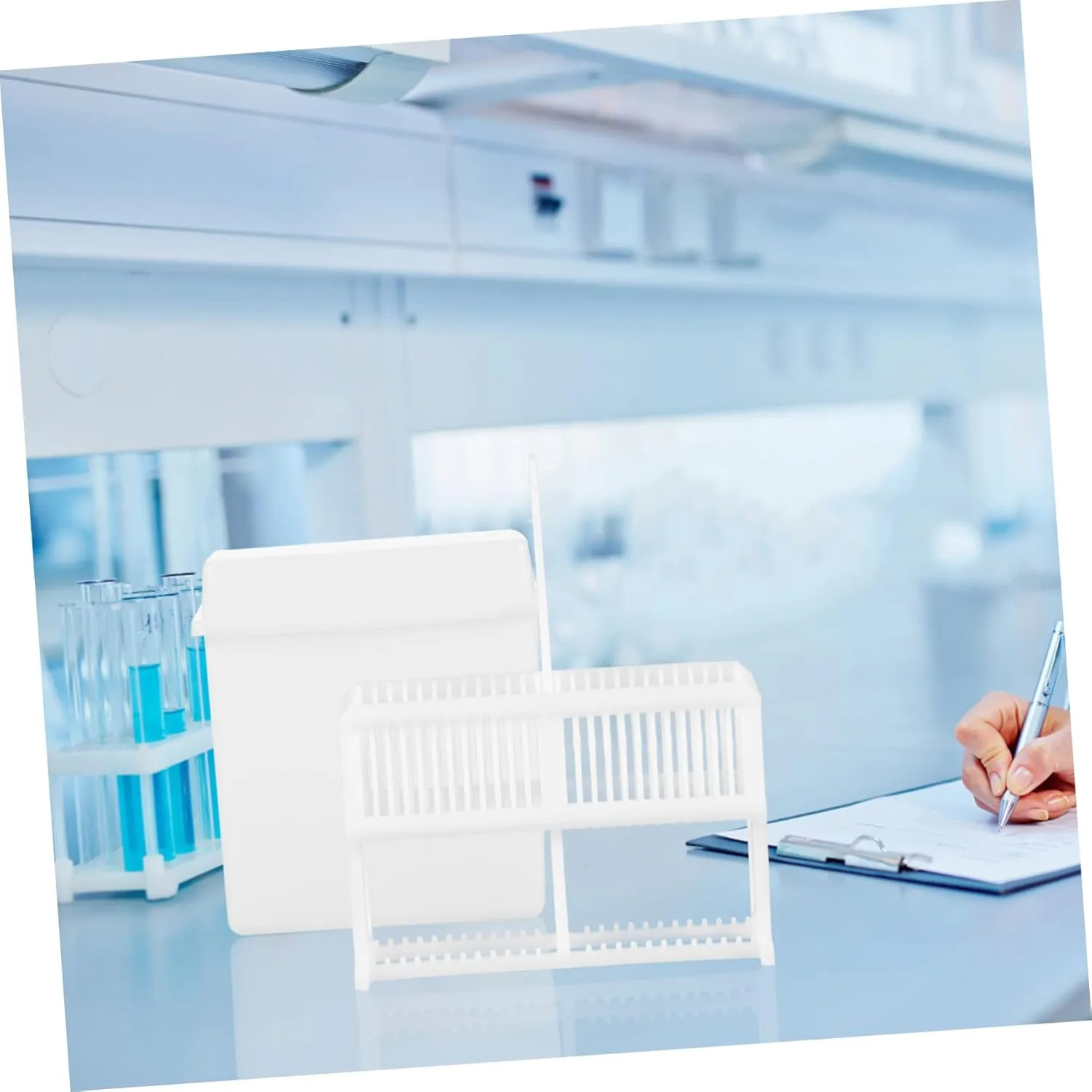 iplusmile 5 Sets Slide Rack Plastic Slides Staining Jars 24 Slots Slides Staining Rack Microscope Slides Storage Rack Plastic Slides Storage Rack Glass Staining Jar The Slide Specimen White