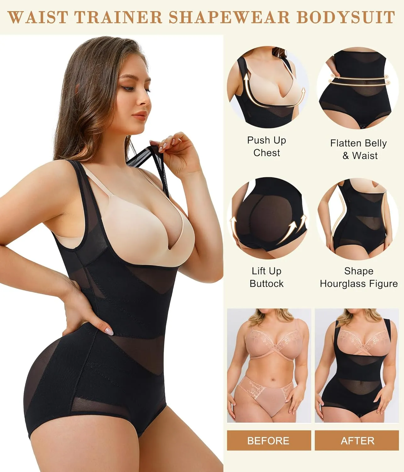 Irisnaya Body Shaper for Women Tummy Control Shapewear Bodysuit Seamless Faja Colombian Butt Lifter Waist Trainer Girdles