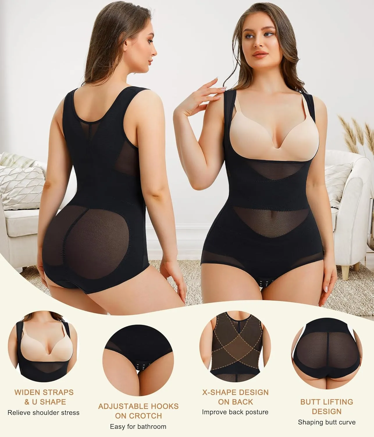 Irisnaya Body Shaper for Women Tummy Control Shapewear Bodysuit Seamless Faja Colombian Butt Lifter Waist Trainer Girdles