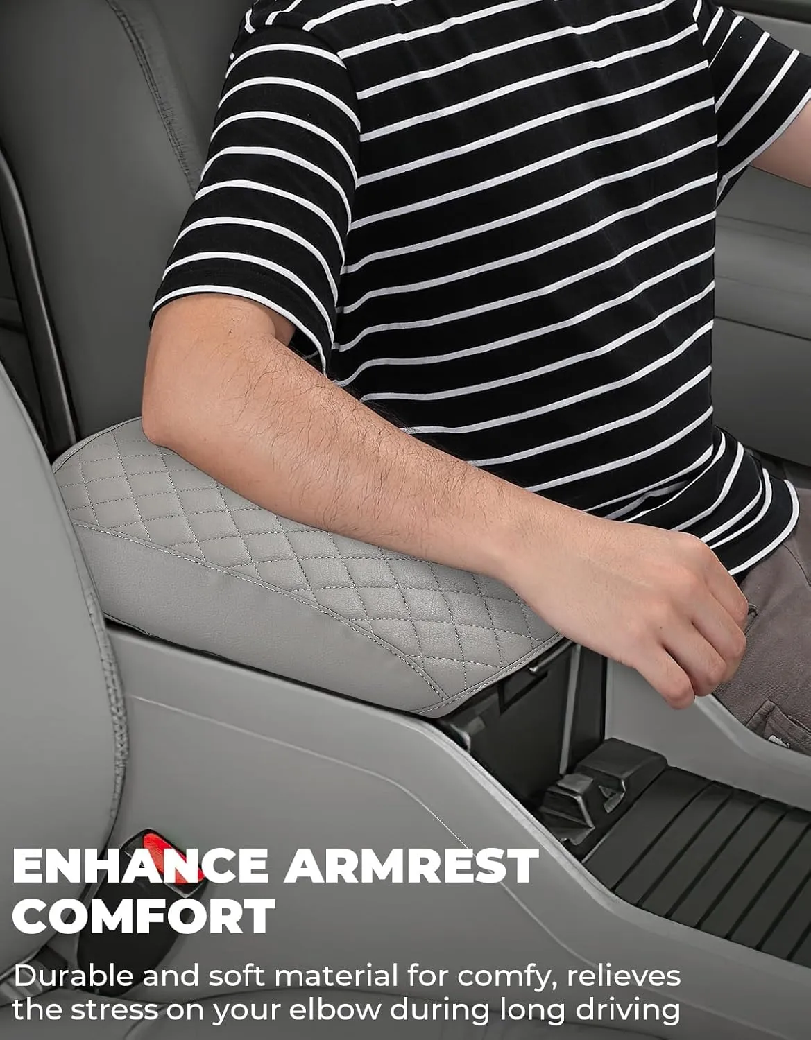 ISSYAUTO Center Console Cover Compatible with 2009-2015 Pilot, Leather Armrest lid Cover Arm Rest Covering for Car, Well-Make Durable Middle Console Cover Armrest Box Protective Cover, Gray