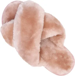 ISZPLUSH Women's Leopard Fuzzy Slippers - Soft Plush Fluffy Slip-On Slides for Home & Bedroom