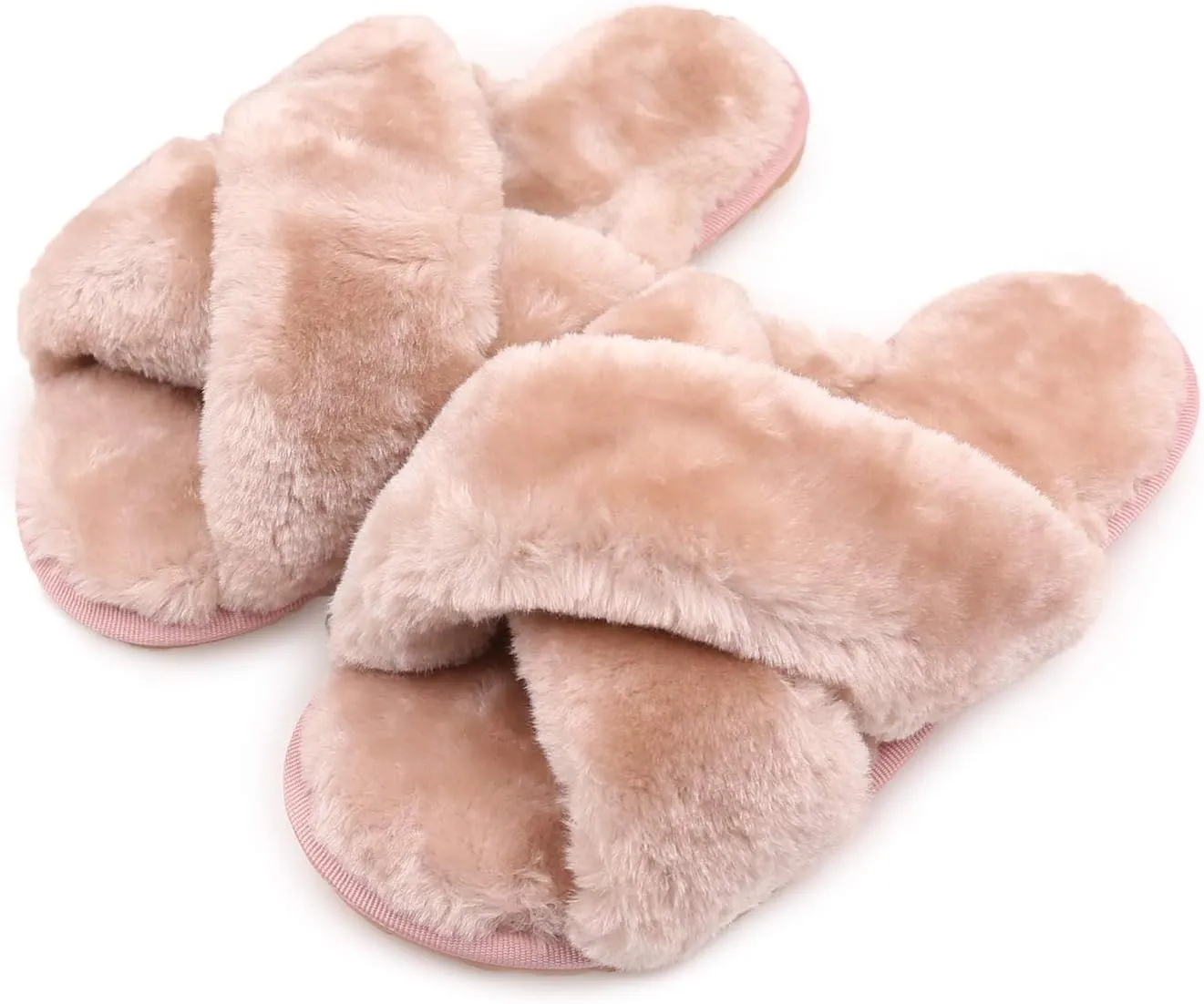 ISZPLUSH Women's Leopard Fuzzy Slippers - Soft Plush Fluffy Slip-On Slides for Home & Bedroom