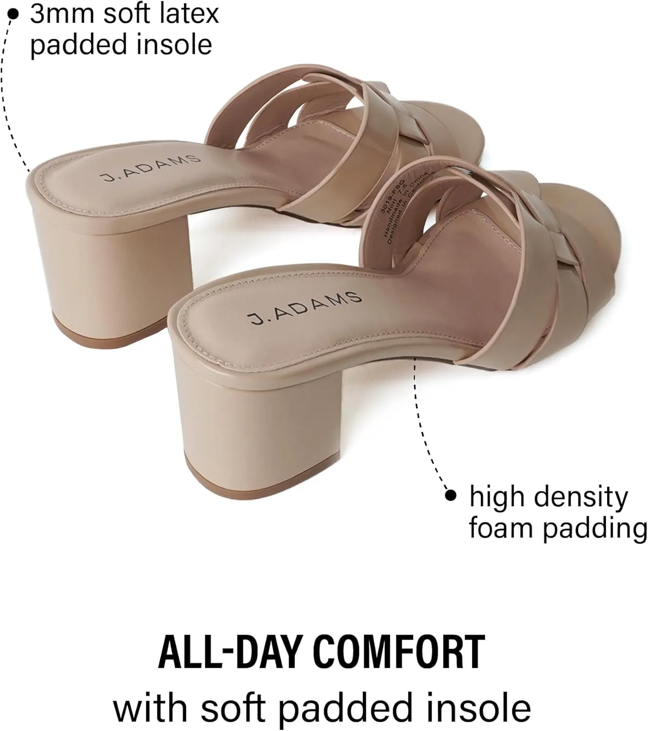 J. Adams Nori Mules for Women - Leather Slip On Heeled Sandals