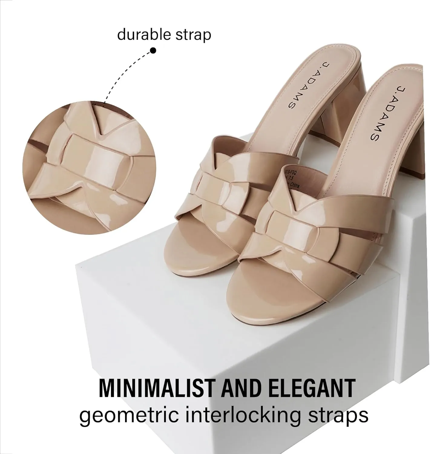 J. Adams Nori Mules for Women - Leather Slip On Heeled Sandals