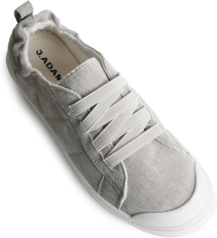 J. Adams Taylor Low-Top Sneakers - Easy Slip-on Elastics Shoe Laces - Comortable Walking Shoes