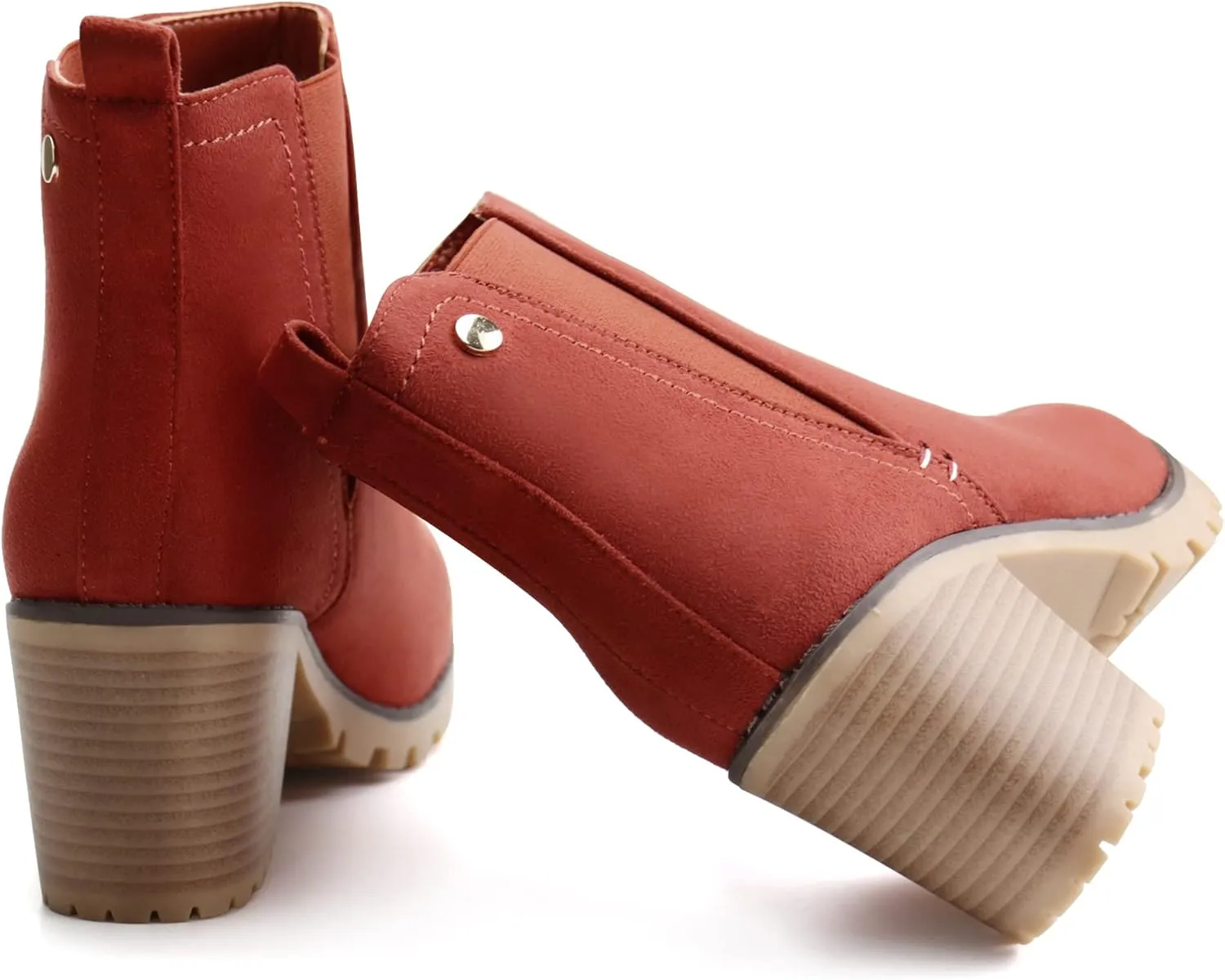 JABASIC Women Casual Ankle Booties Block Heel Slip On Chelsea Boots