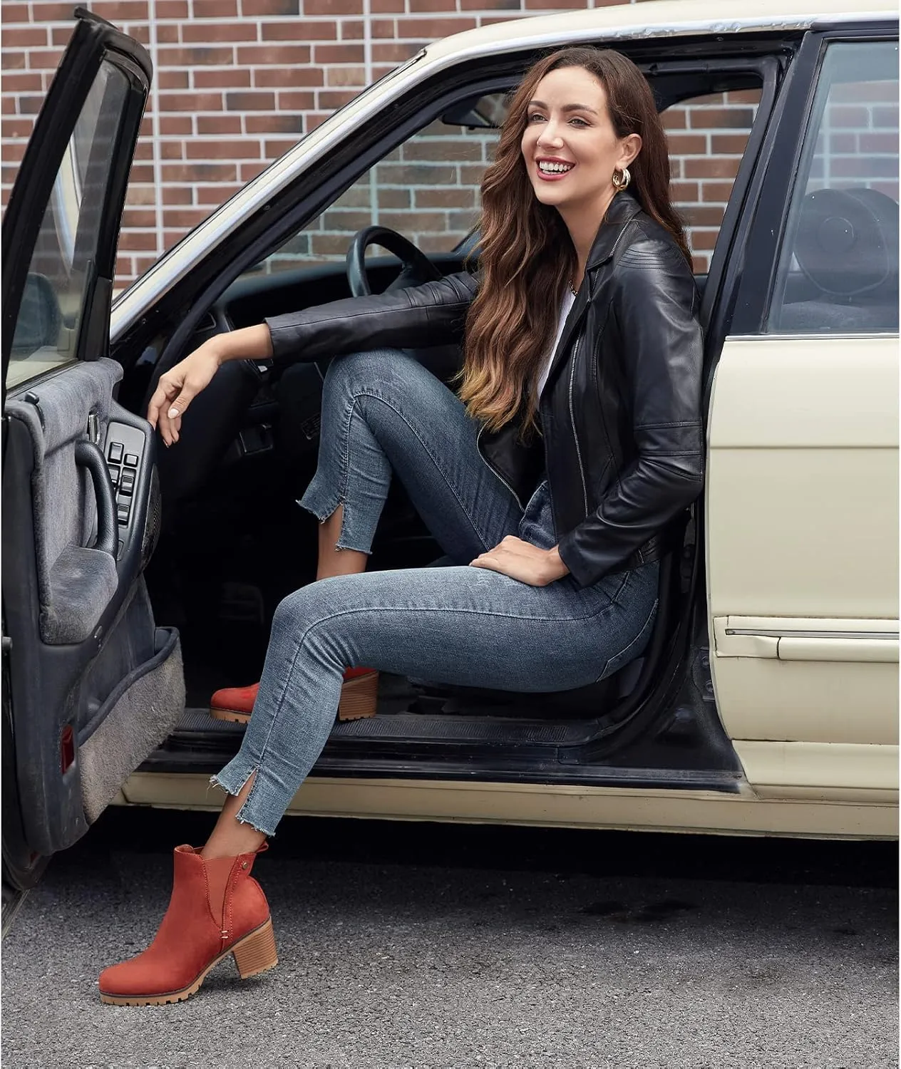 JABASIC Women Casual Ankle Booties Block Heel Slip On Chelsea Boots