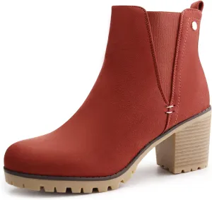 JABASIC Women Casual Ankle Booties Block Heel Slip On Chelsea Boots