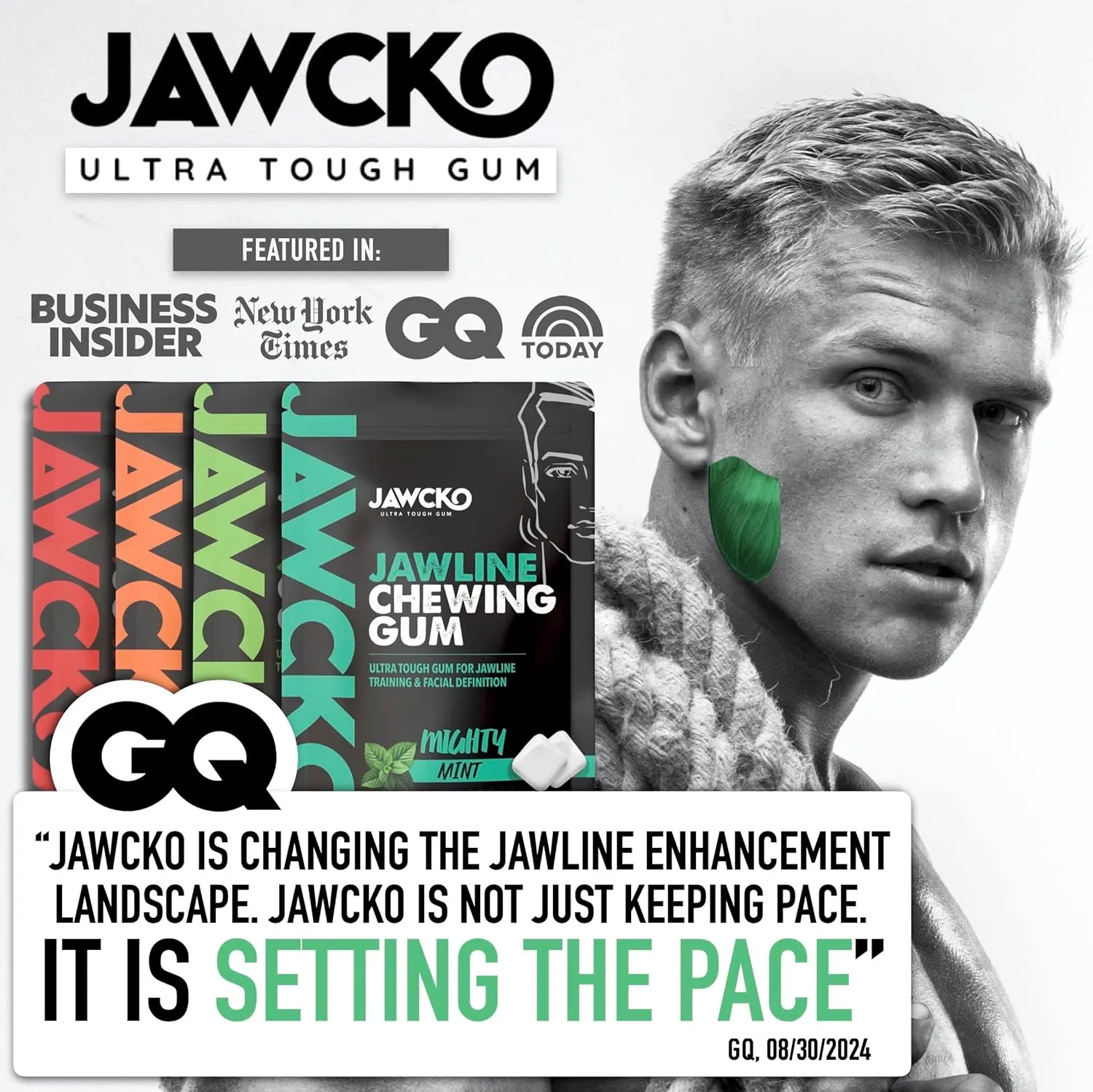 JAWCKO Ultra-Tough Jawline Chewing Gum | Get a Stronger, Squarer Jawline | Mango Jaw Training Hard Gum | 15X Strength | Chisel, Sculpt, Tone your Jawline | Facial Fitness Mewing Gum | 40 Pieces/Pack