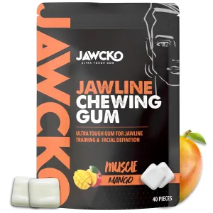 JAWCKO Ultra-Tough Jawline Chewing Gum | Get a Stronger, Squarer Jawline | Mango Jaw Training Hard Gum | 15X Strength | Chisel, Sculpt, Tone your Jawline | Facial Fitness Mewing Gum | 40 Pieces/Pack