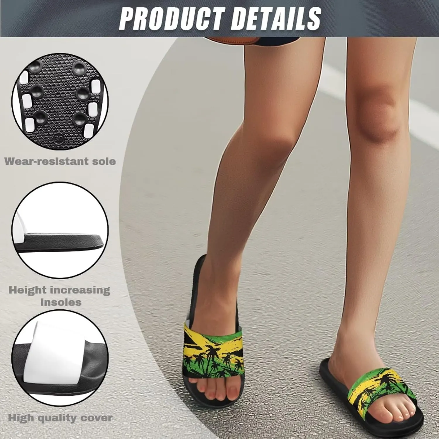 Jeiento Women Slide Sandals American Flag Slippers Holiday Shoes Non Slip Athletic Sandals Bathroom Beach Showe Shoes