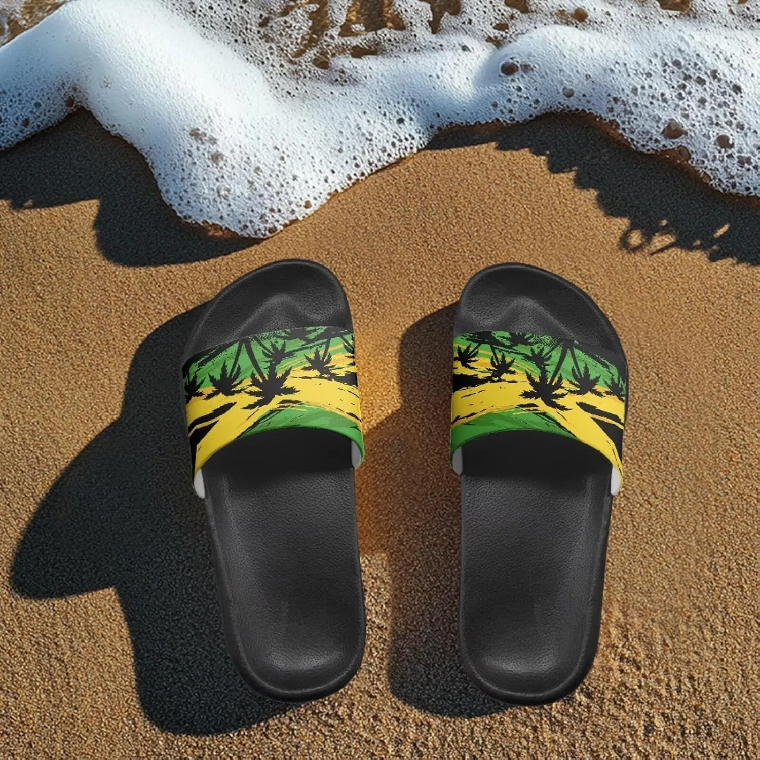 Jeiento Women Slide Sandals American Flag Slippers Holiday Shoes Non Slip Athletic Sandals Bathroom Beach Showe Shoes